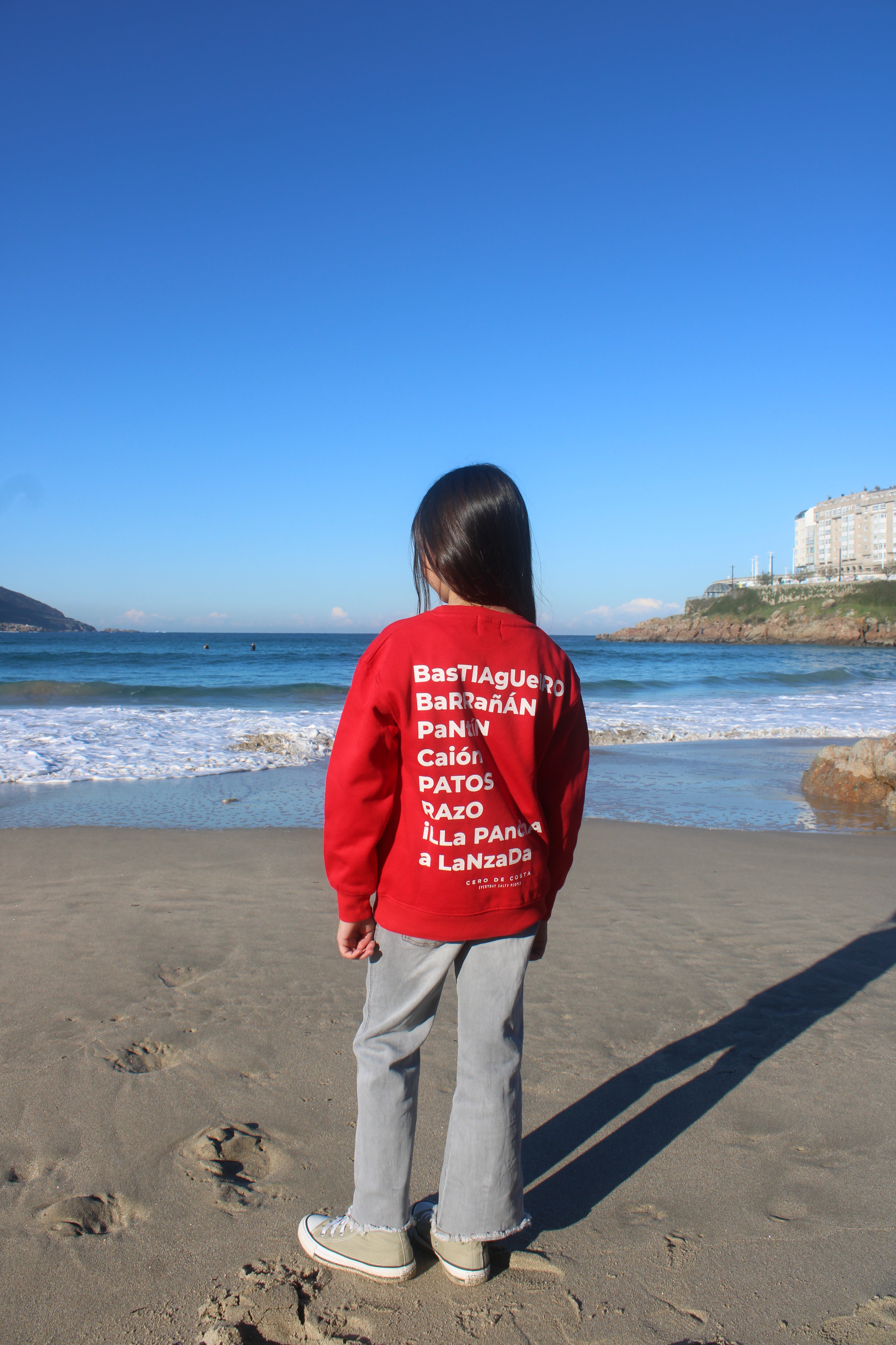 SUDADERA KIDS ROJO/BLANCO PLAYAS SURF